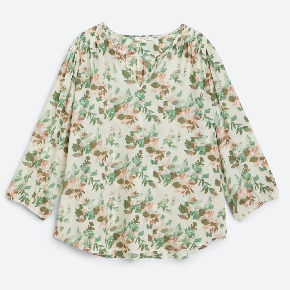 Monday Fun - Kinny Split Neck Smocked Shoulder Blouse